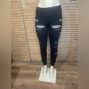 Black Shredded Fishnet Leggings